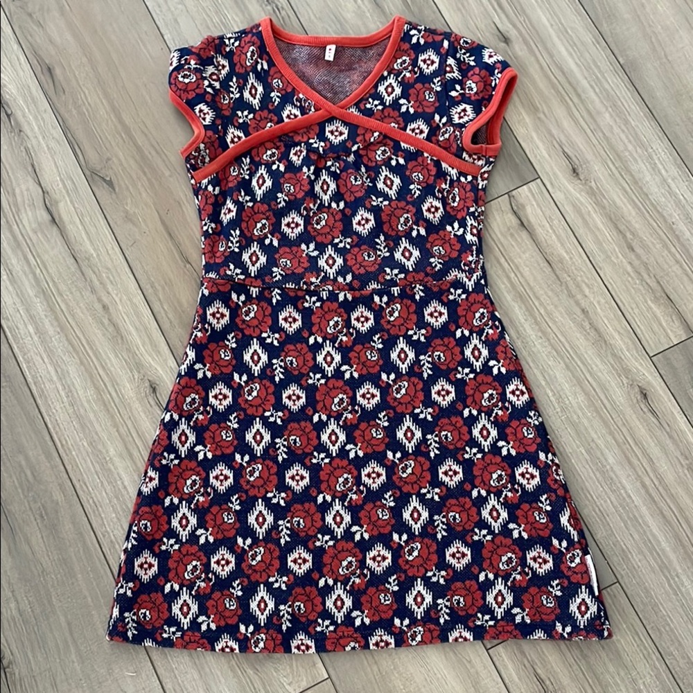 Blutsgeschwister ModCloth Rust Navy Vintage style sweater short Sleeve dress
